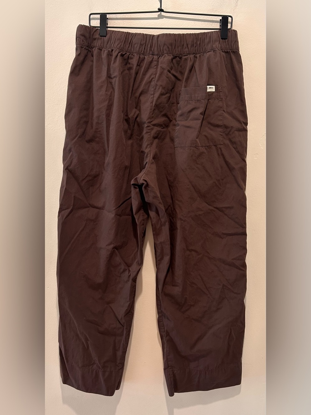 Tekla Poplin Pyjama Coffee Dark Brown Straight Leg Lightweight Pants - Size XL - Picture 2 of 9